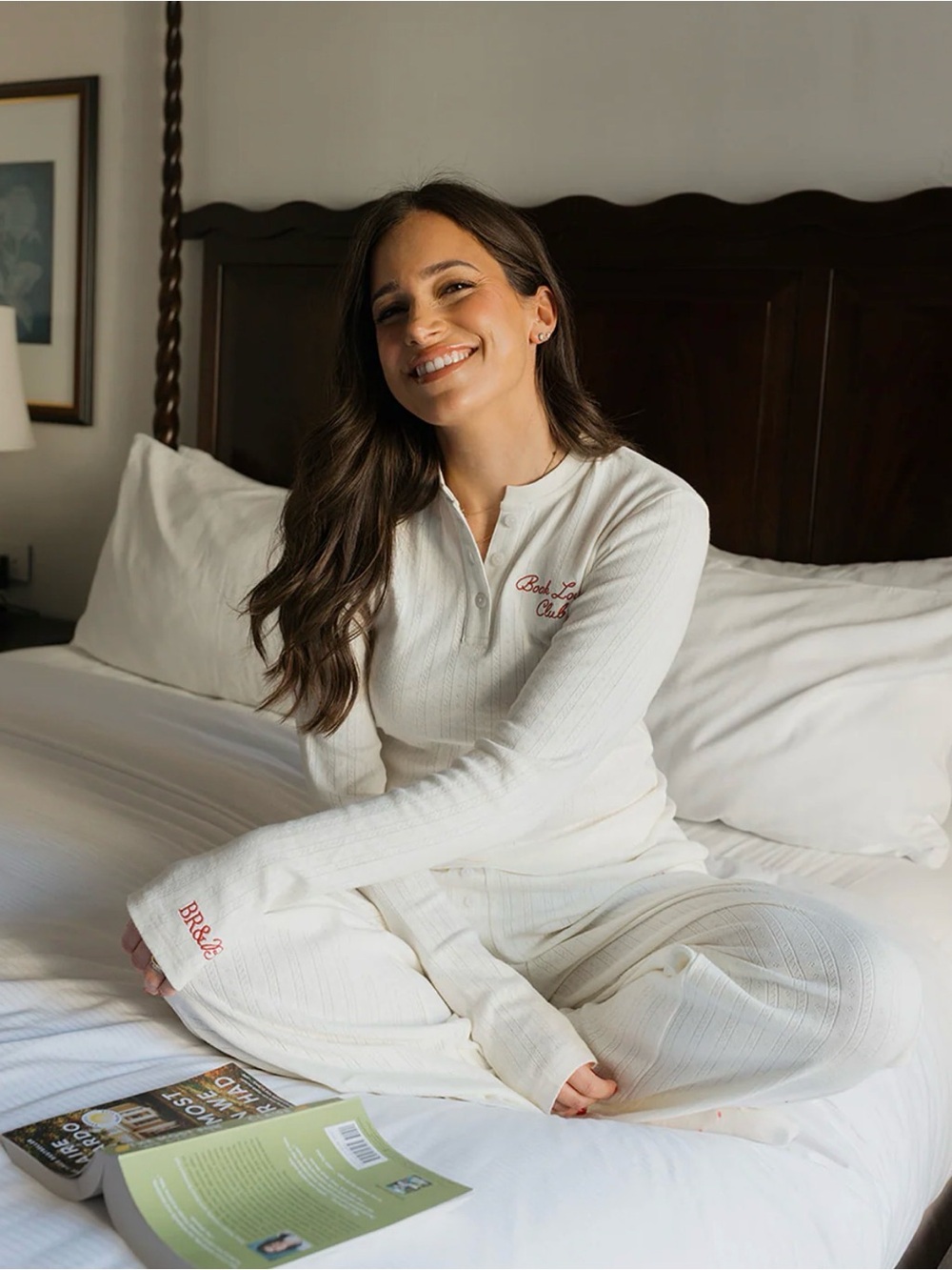 BR x BB Book Lover Club Cream Pointelle Pajama Lounge Set Medium